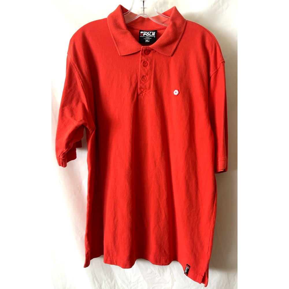 South Pole Polo Shirt Mens XL Orange Coral Short Sleeve Casual Logo 100% Cotton